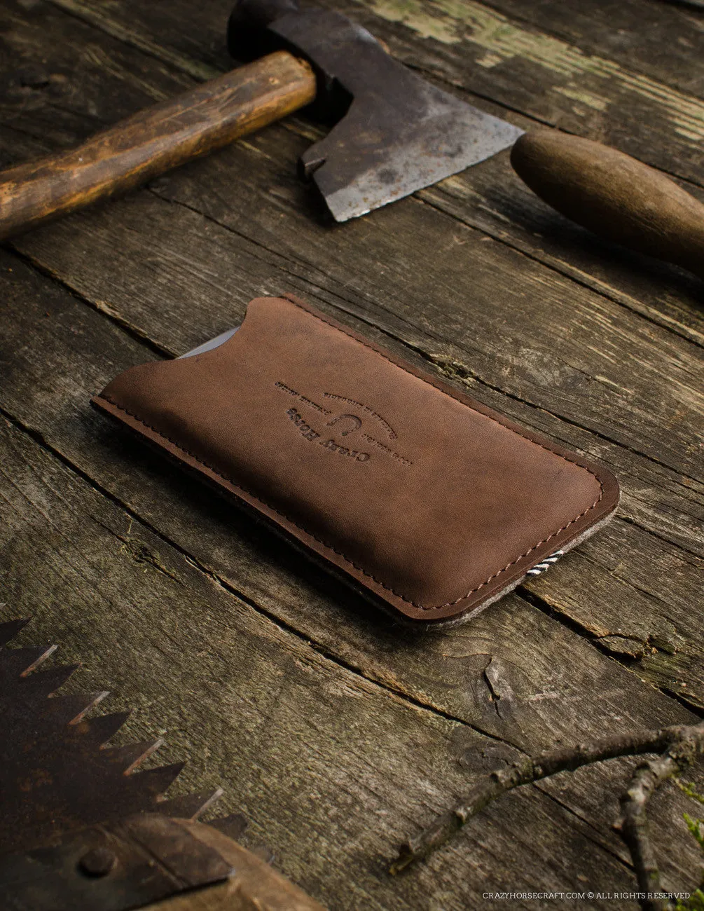 Leather iPhone Case With Earpods Holder | WoodBrown