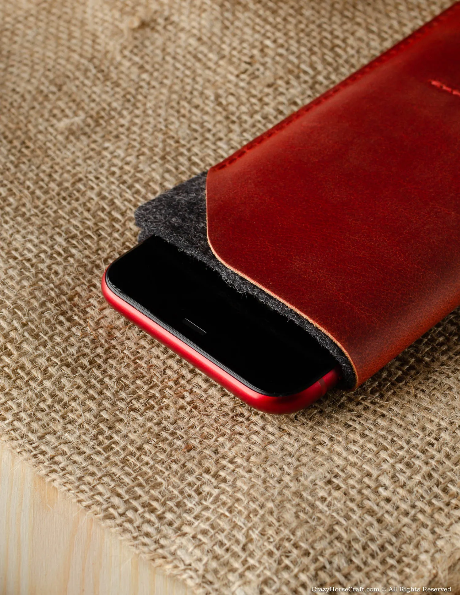 Leather Phone Case / Wallet with Card Pockets | Fragola Red