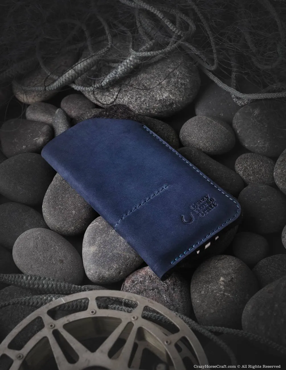 Leather Phone Case / Wallet with Card Pockets | Ocean Blue