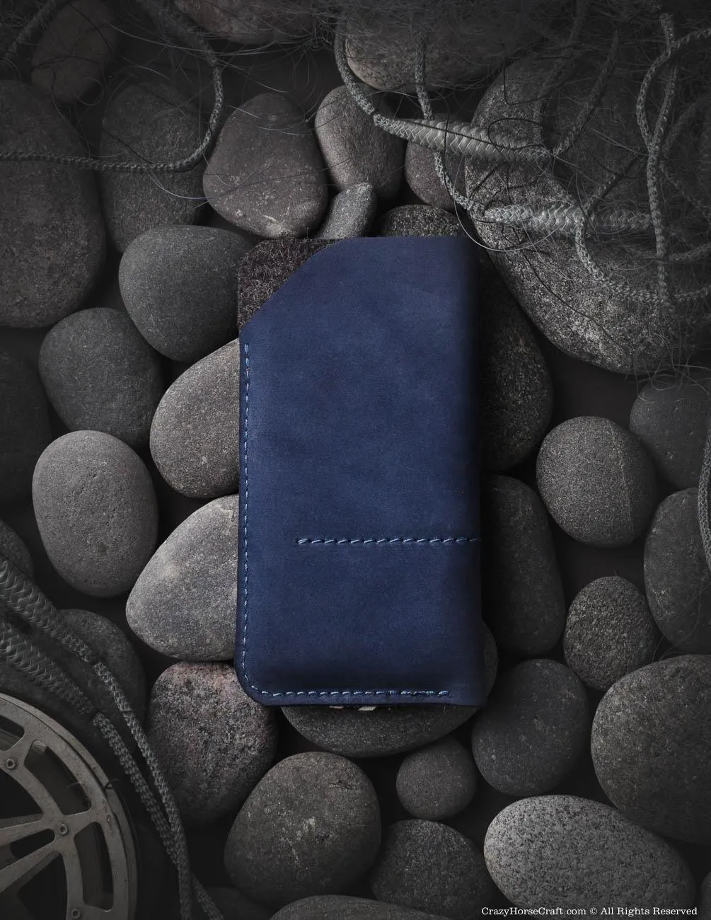 Leather Phone Case / Wallet with Card Pockets | Ocean Blue