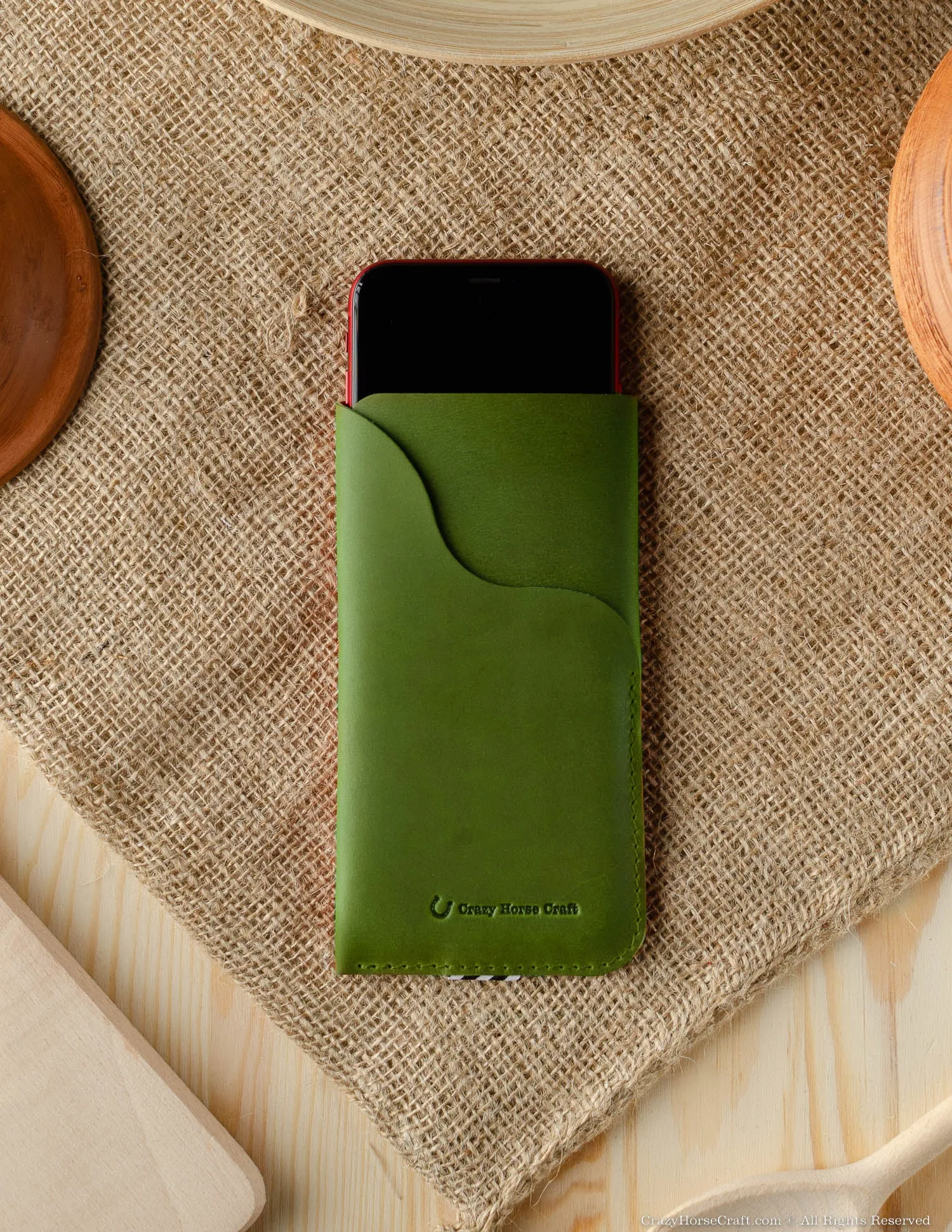 Leather Phone Case/Wallet with Card Pocket | Alpine Green