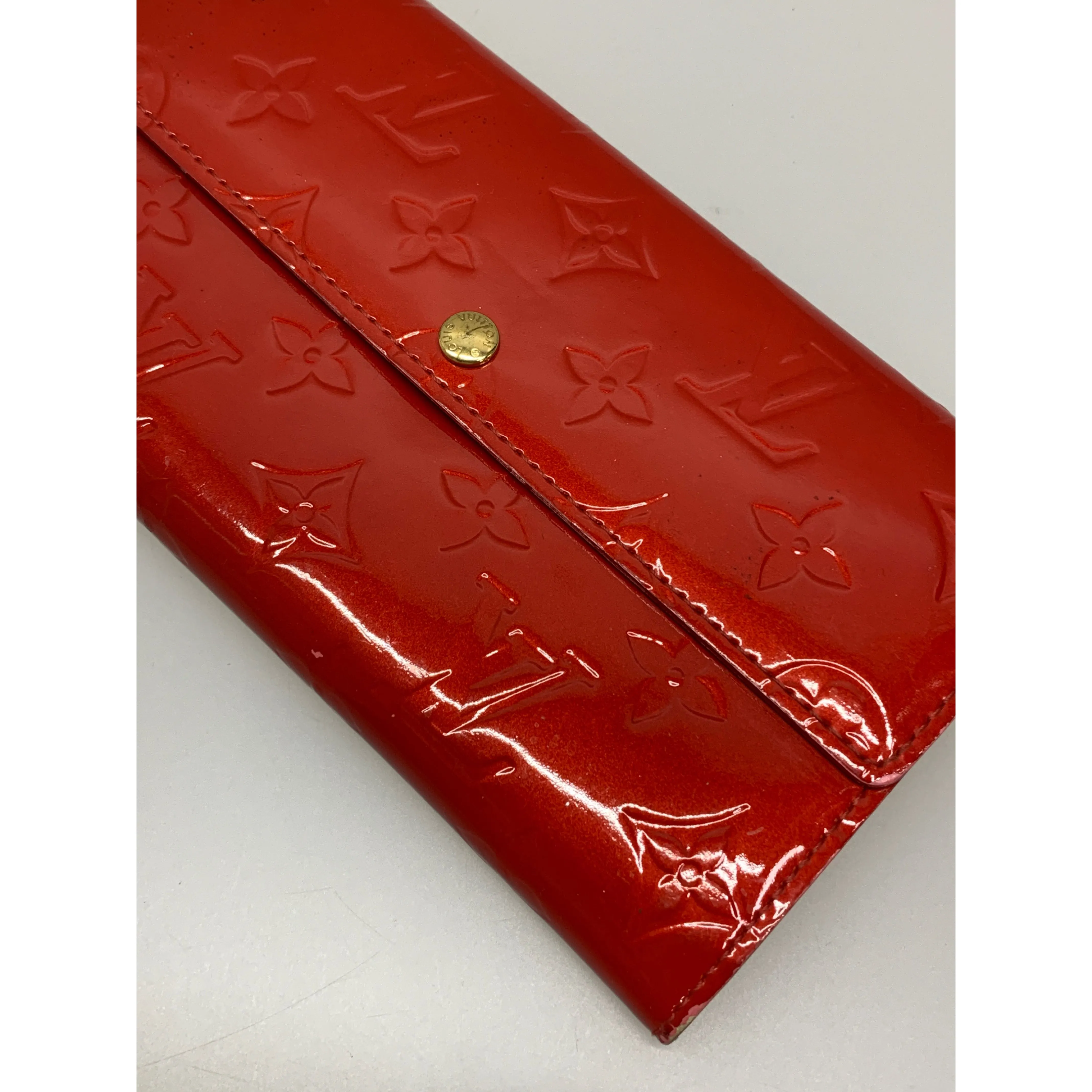 #LOUIS VUITTON/POCHETTE PORTE MONNAIE CREDIT_MONOGRAM VERNIS/Long Wallet/RED/Enamel