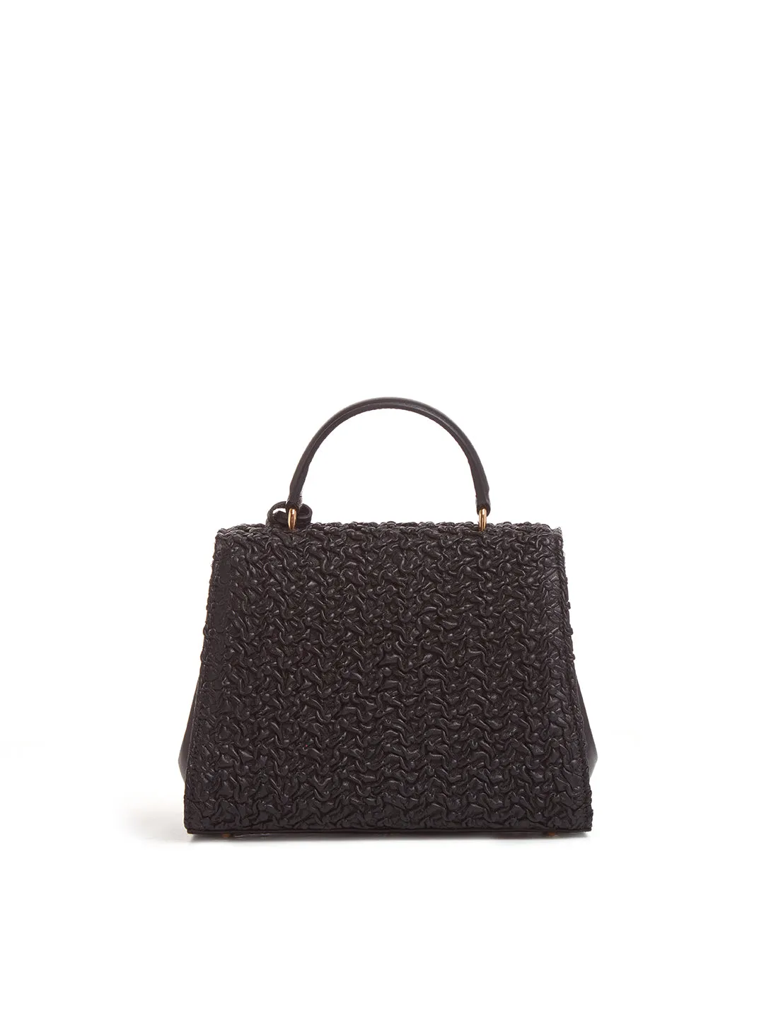 Madeline 21 Black Curly Leather Top Handle Bag