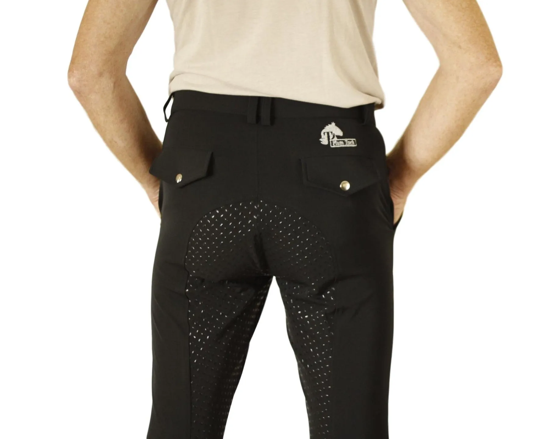 Men's Breeches in CoolMax Black with silicone grip seat