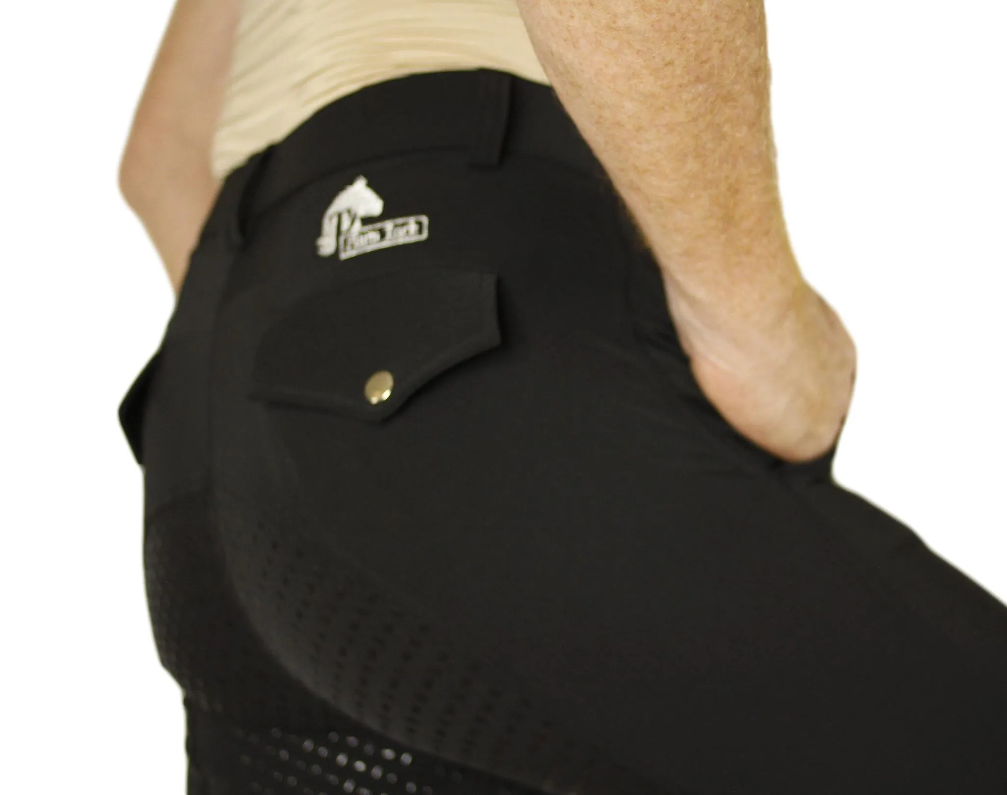 Men's Breeches in CoolMax Black with silicone grip seat