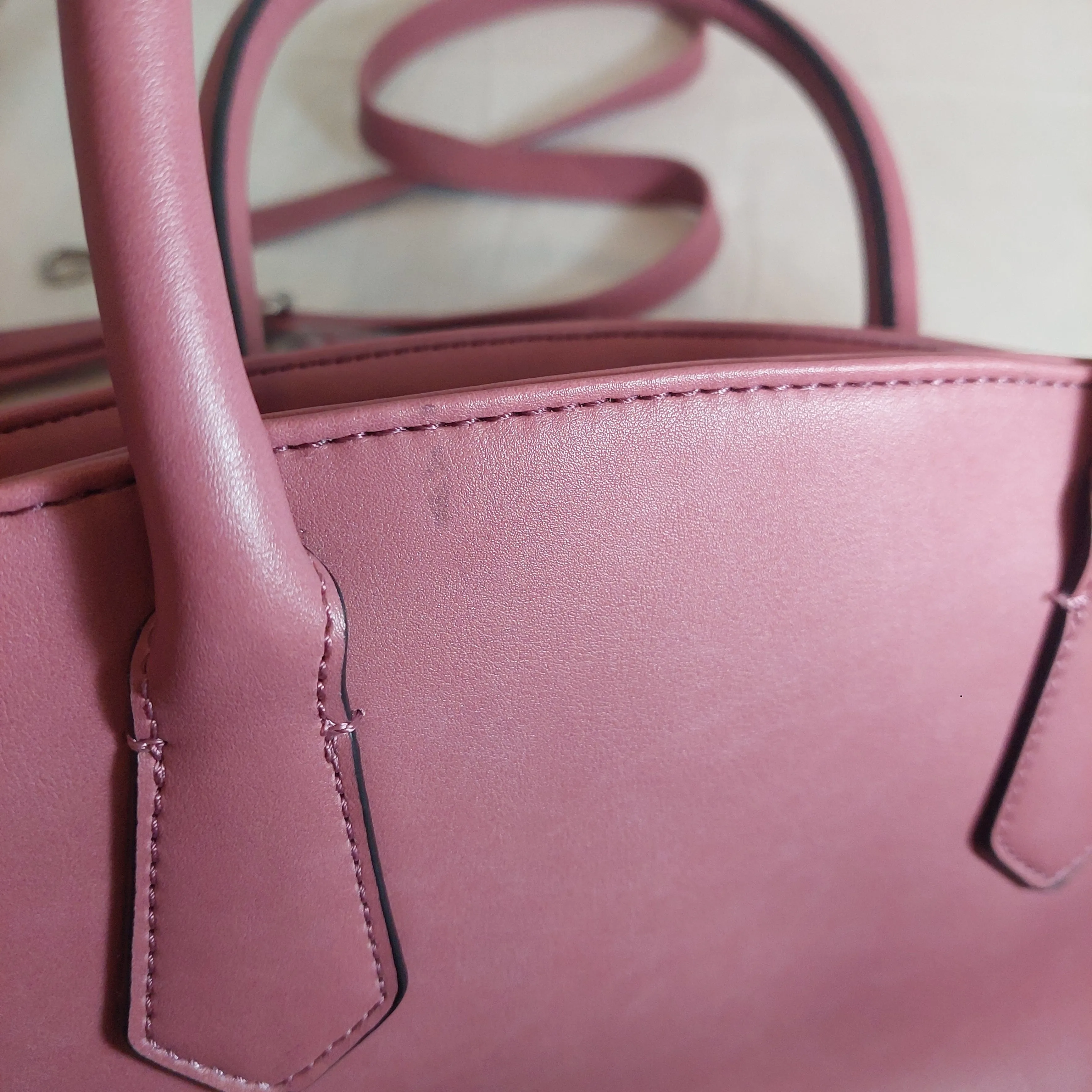 Nine West Dusty Pink Leatherette Satchel With Removable Wallet | Gently used |