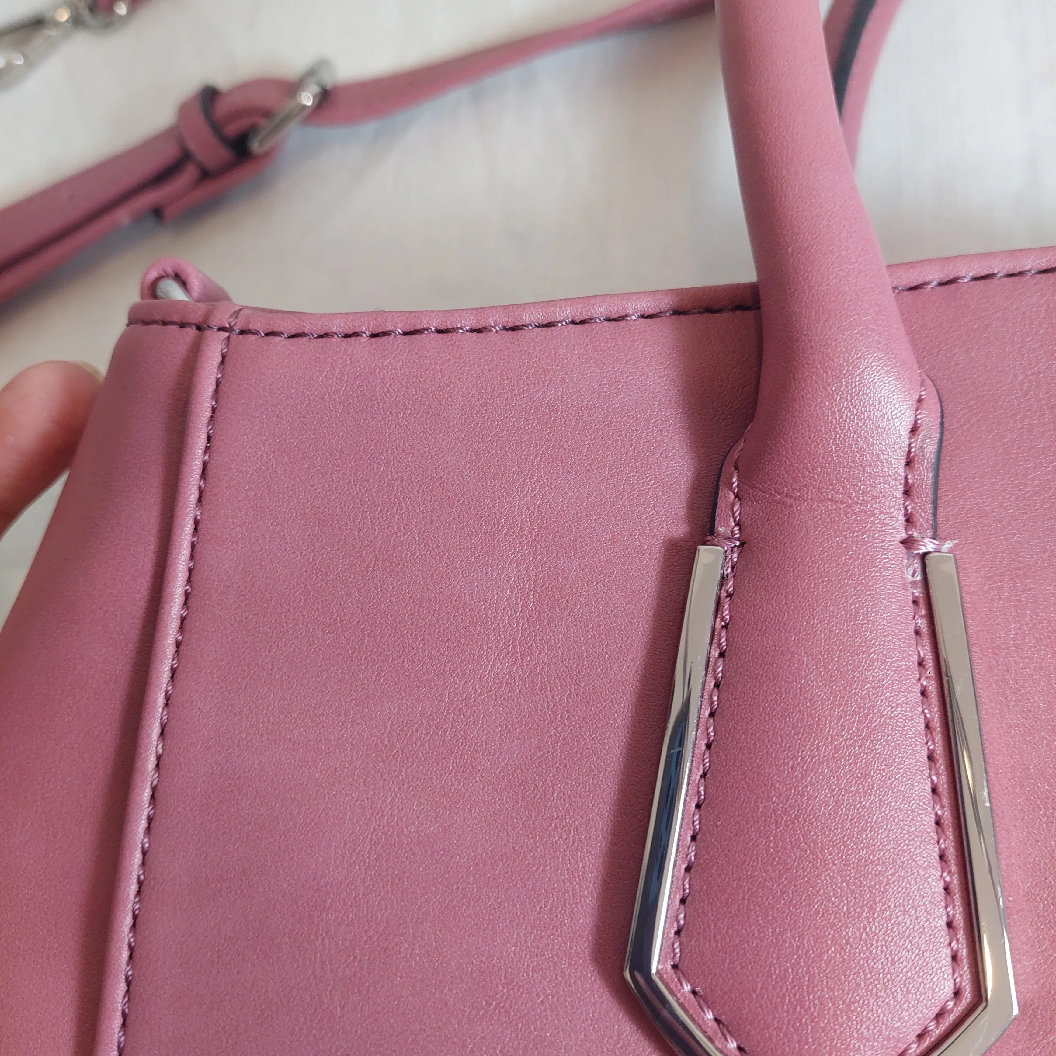 Nine West Dusty Pink Leatherette Satchel With Removable Wallet | Gently used |