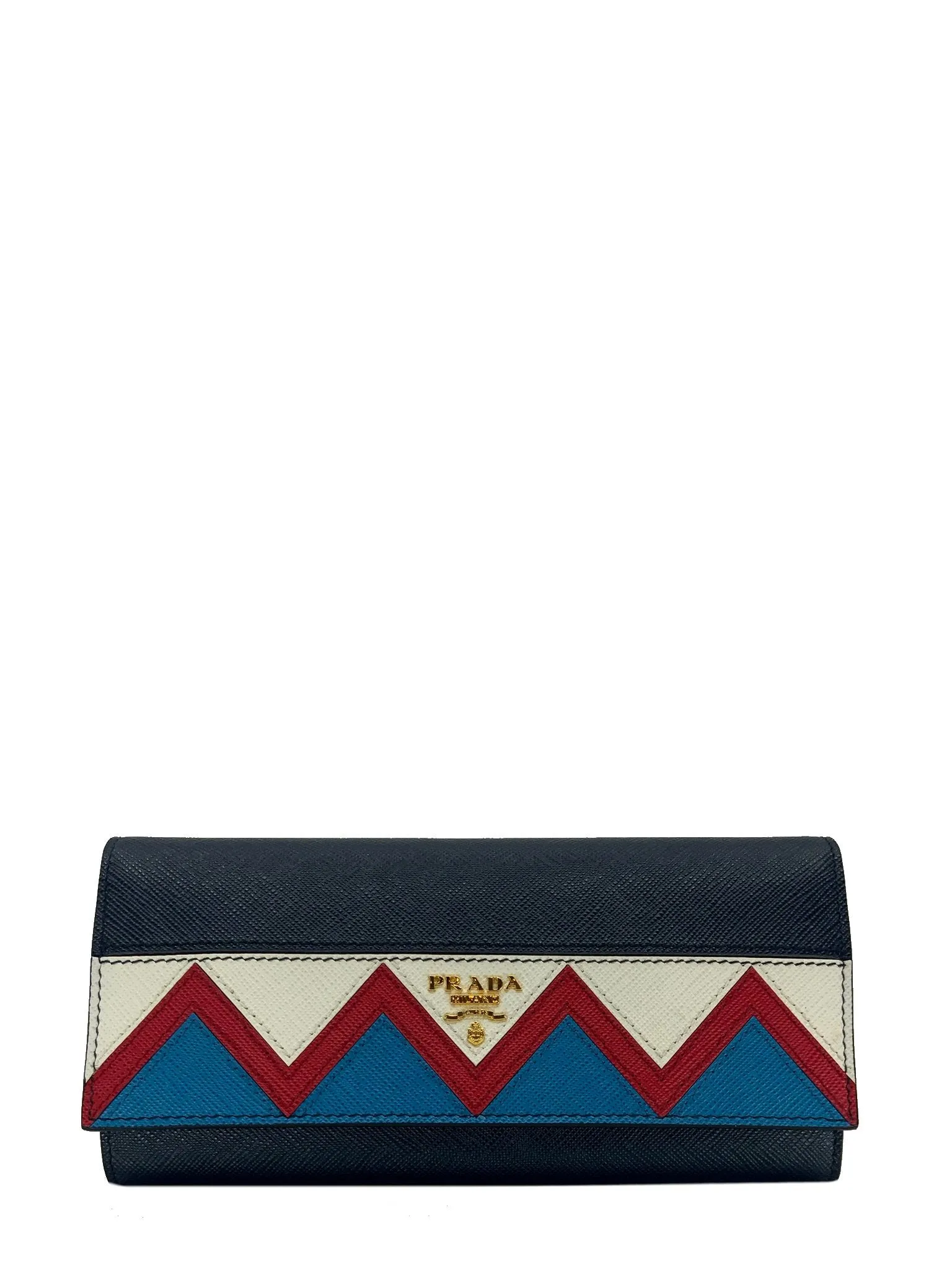 Prada Saffiano Leather Zig Zag Continental Wallet NWT