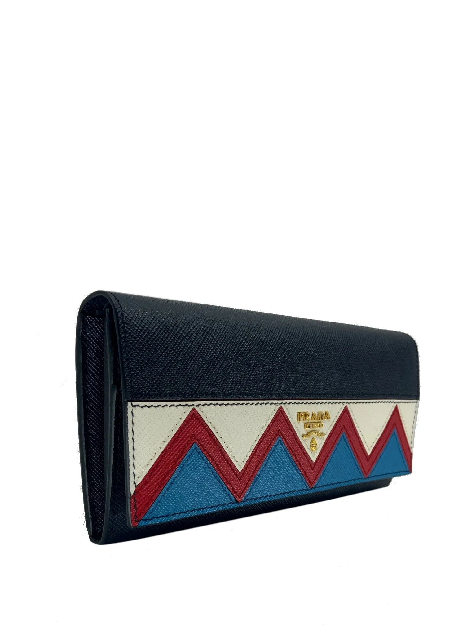 Prada Saffiano Leather Zig Zag Continental Wallet NWT