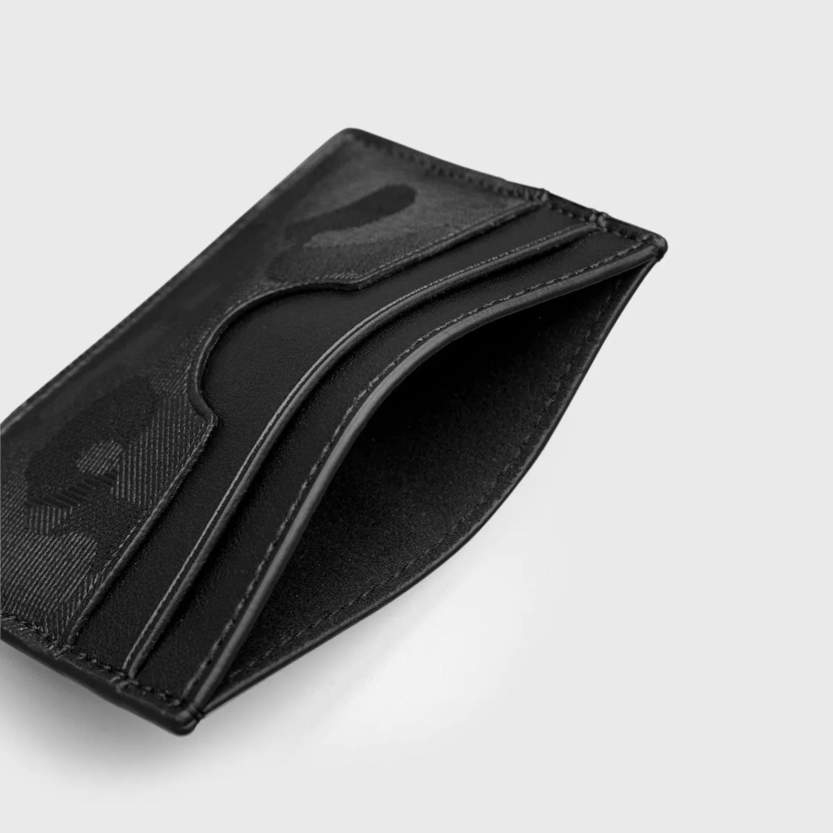 Premium Slim Apple Leather Vegan Cardholder | Black Camo