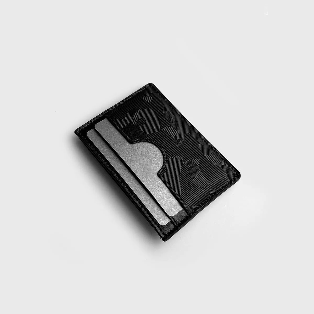 Premium Slim Apple Leather Vegan Cardholder | Black Camo