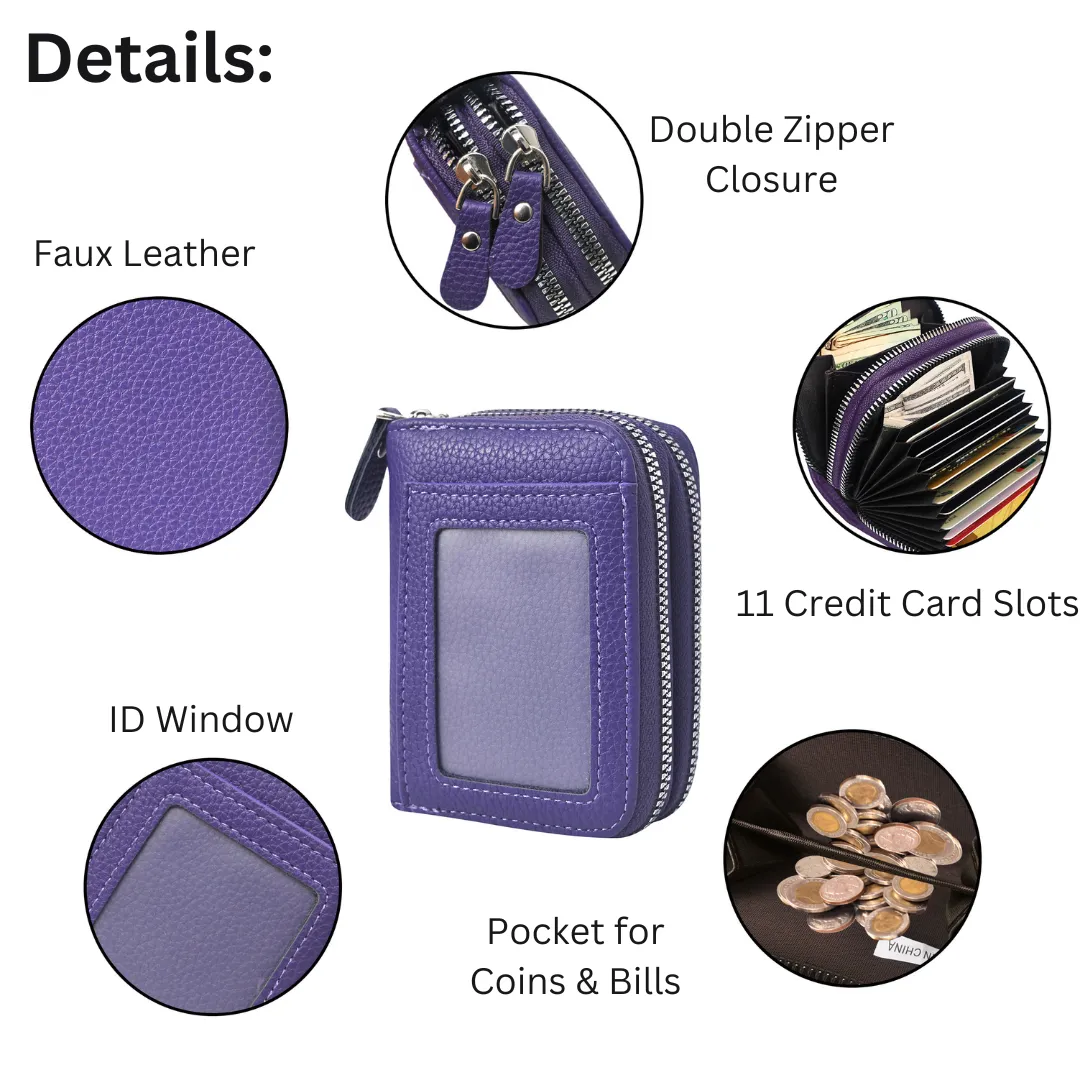 Purple Faux Leather NGIL Zippered Wallet