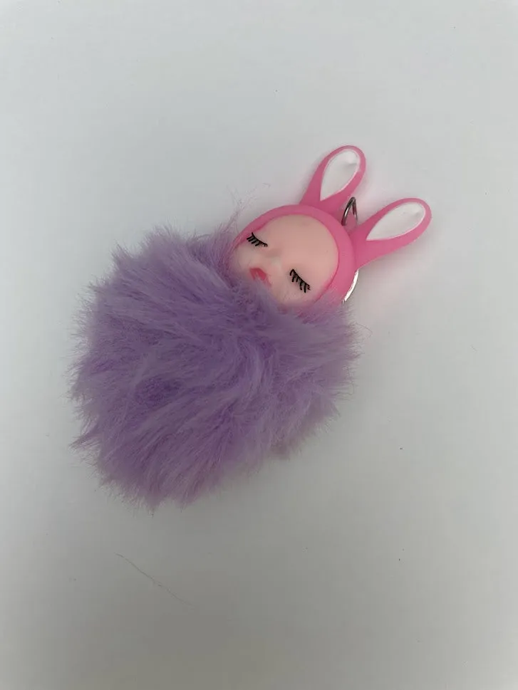 Rabbit Fur Ball Fluffy Car Keyrings - Pom Pom Teddy Key Chain for Girls