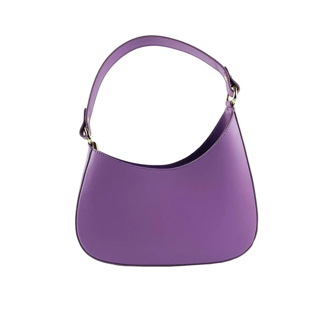 RB1013CI | Borsa Donna a spalla e Tracolla removibili in Vera Pelle Made in Italy. Attacchi con moschettoni in metallo Oro Lucido - Colore Lilla - Dimensioni: cm 28 x 6 x 25   12 (manico)