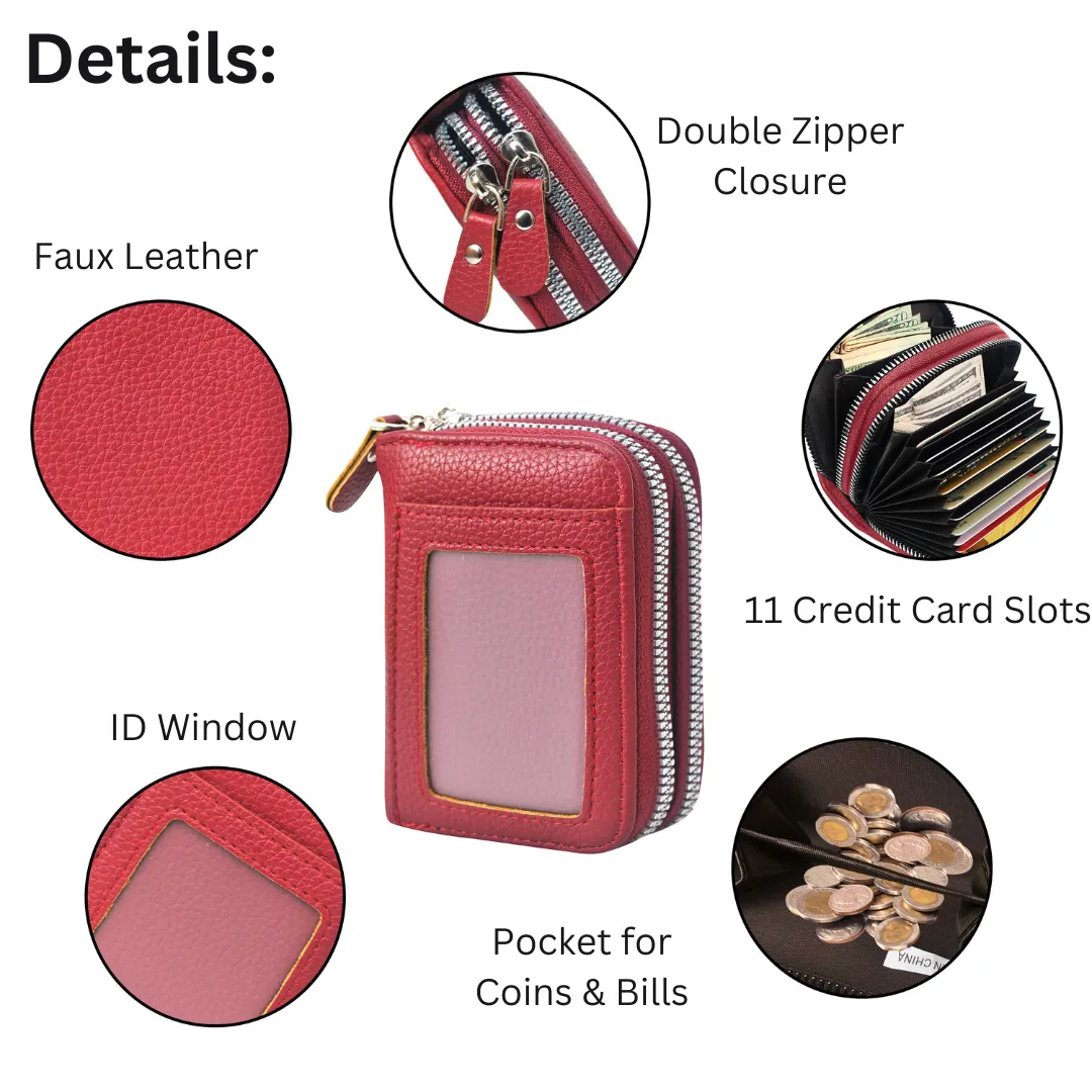 Red Faux Leather NGIL Zippered Wallet