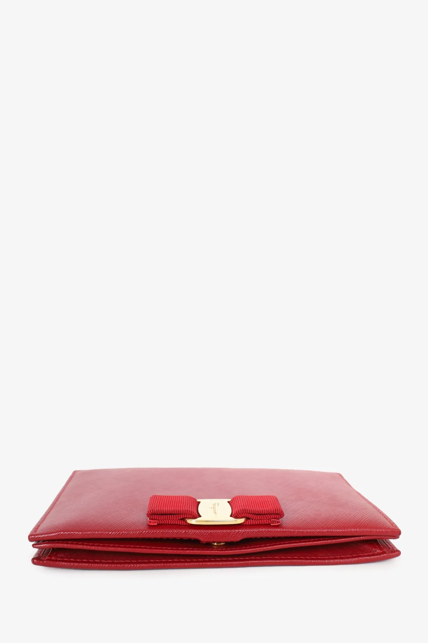 Salvatore Ferragamo Red Vara Bow Wallet On Chain