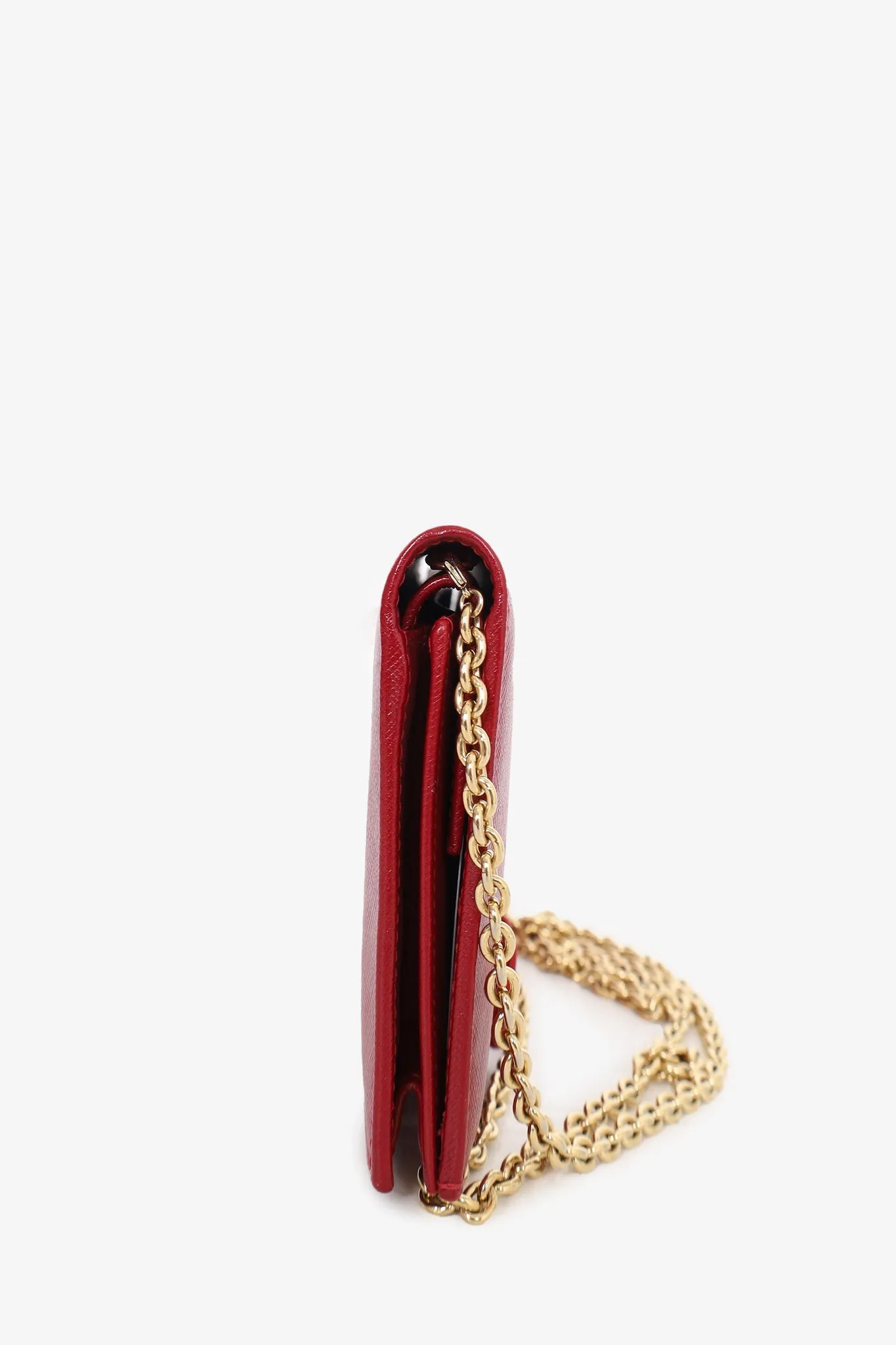 Salvatore Ferragamo Red Vara Bow Wallet On Chain