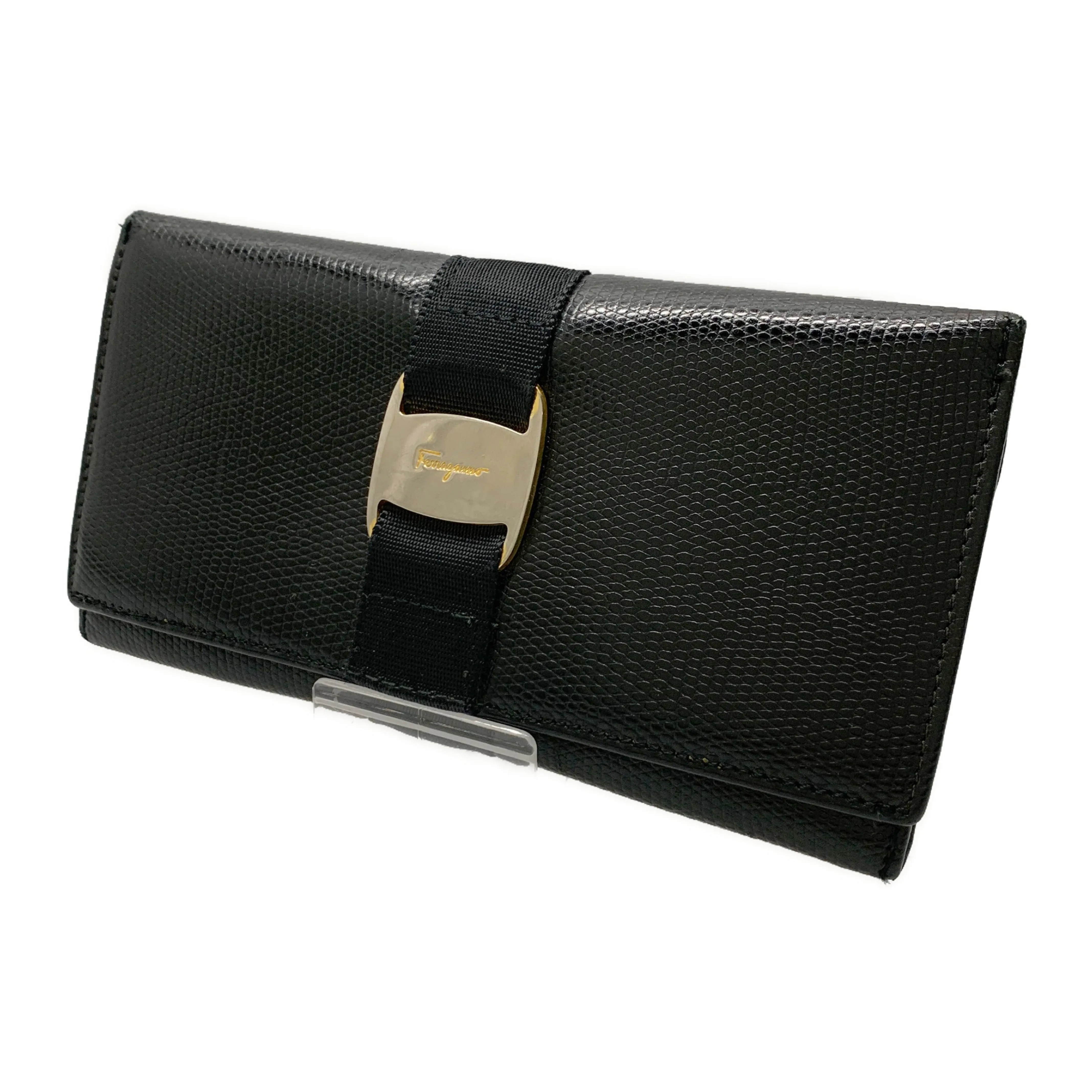 #Salvatore Ferragamo/Long Wallet/BLK/Leather