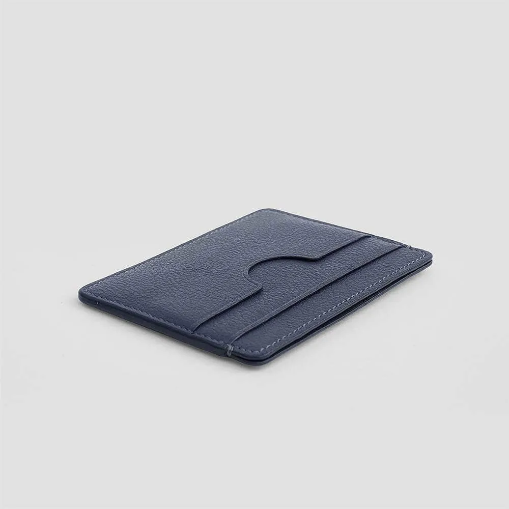 Slim Apple Leather Vegan Cardholder | Coastal Blue