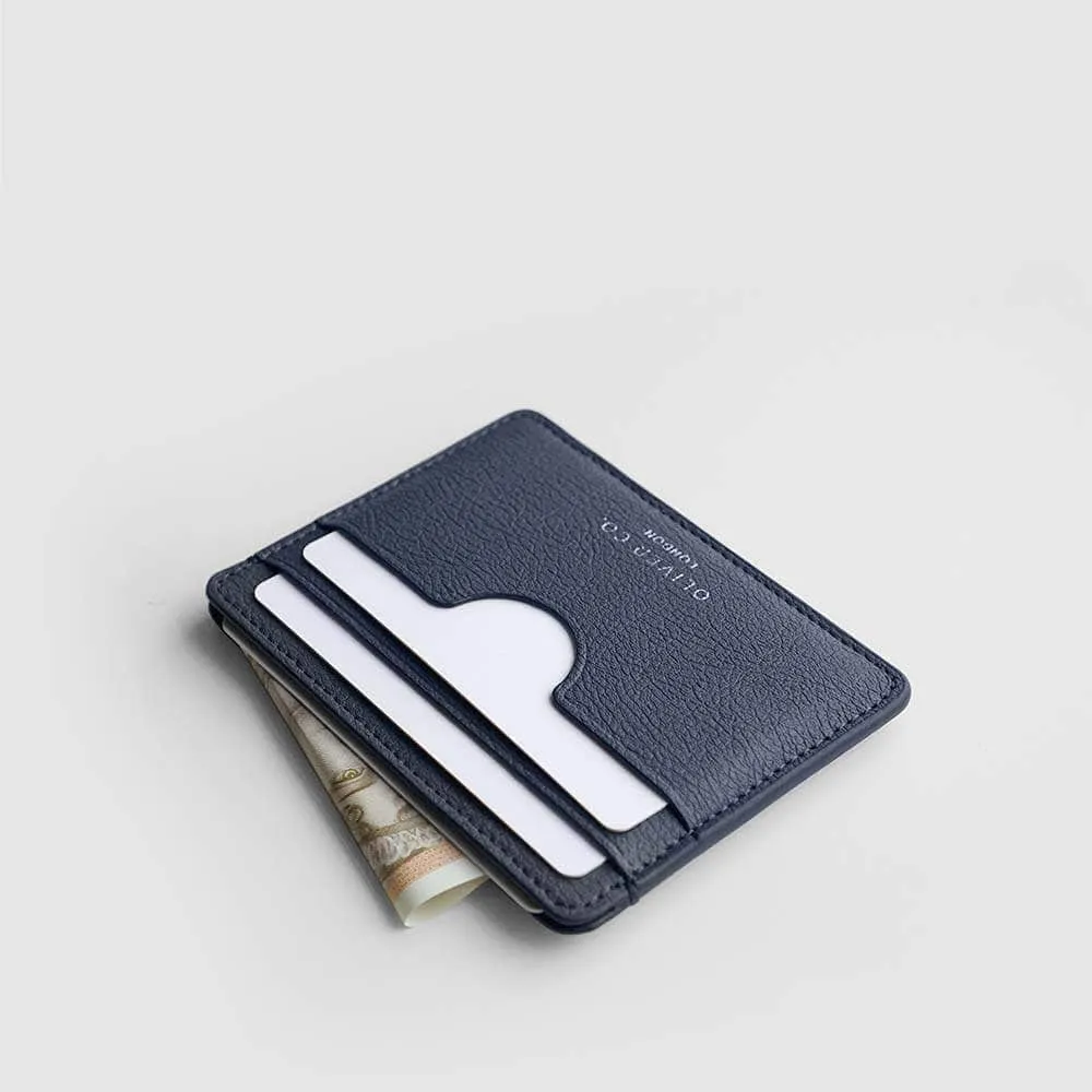 Slim Apple Leather Vegan Cardholder | Coastal Blue