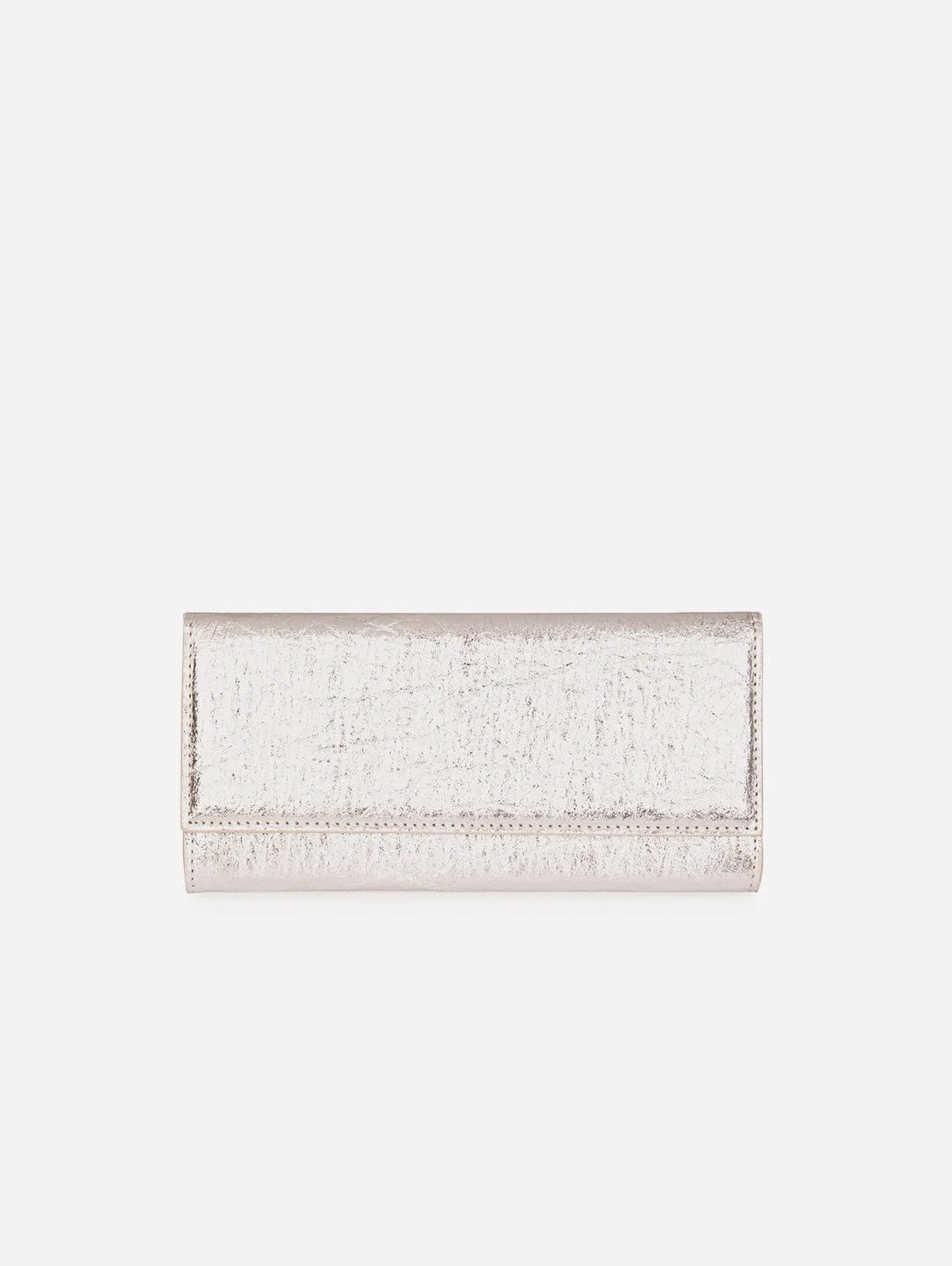 The Cosette  Piatex Vegan Leather Continental Wallet | Silver