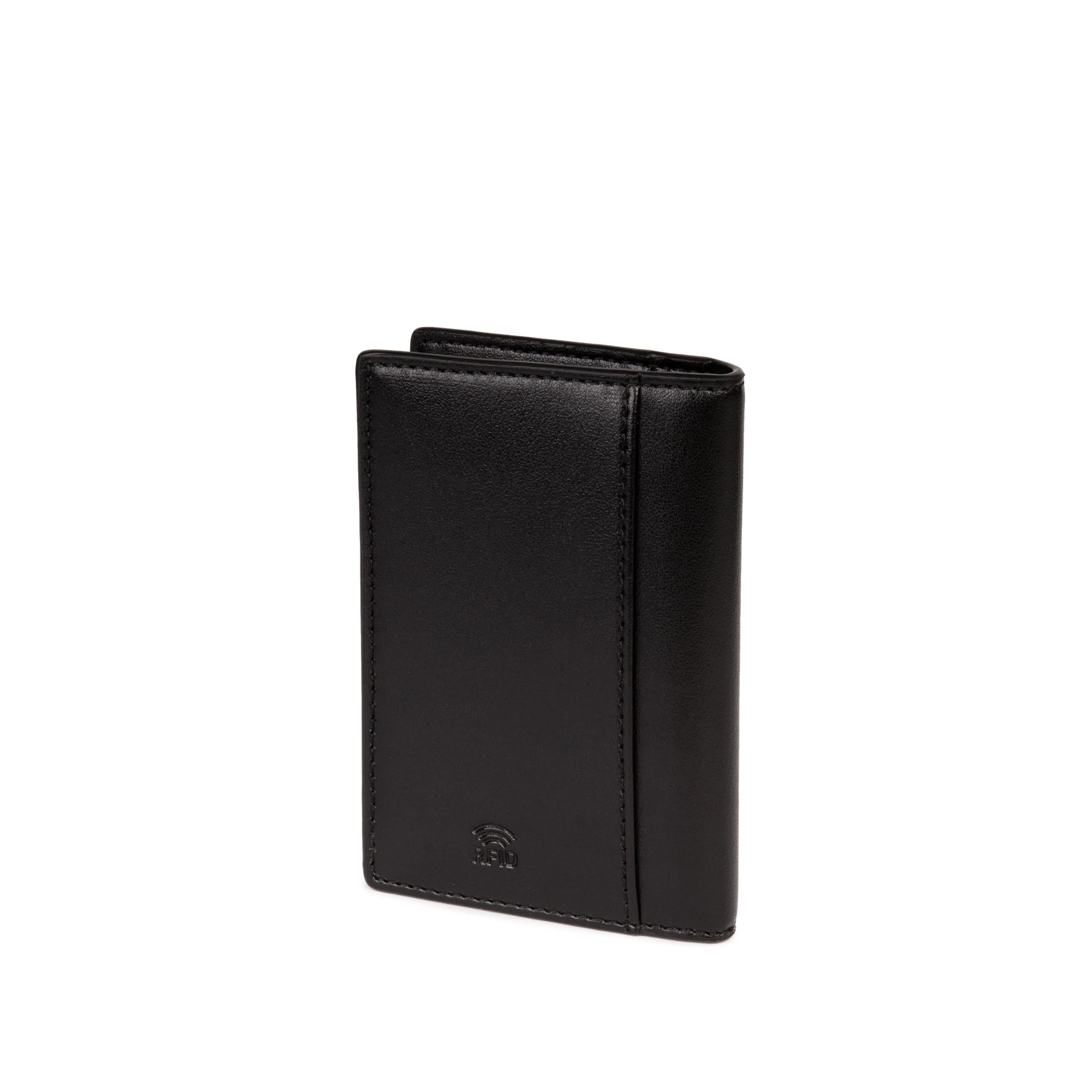 The Hedy RFID Apple Leather Vegan Compact Wallet | Black