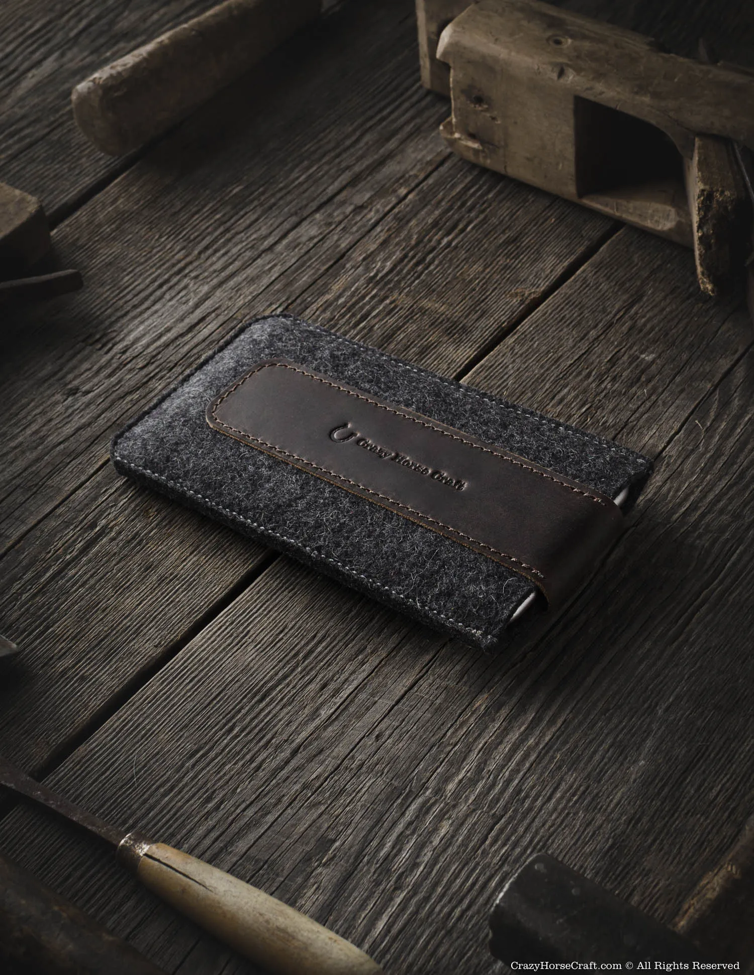 Wool Felt Phone Sleeve / Case | Wood Brown