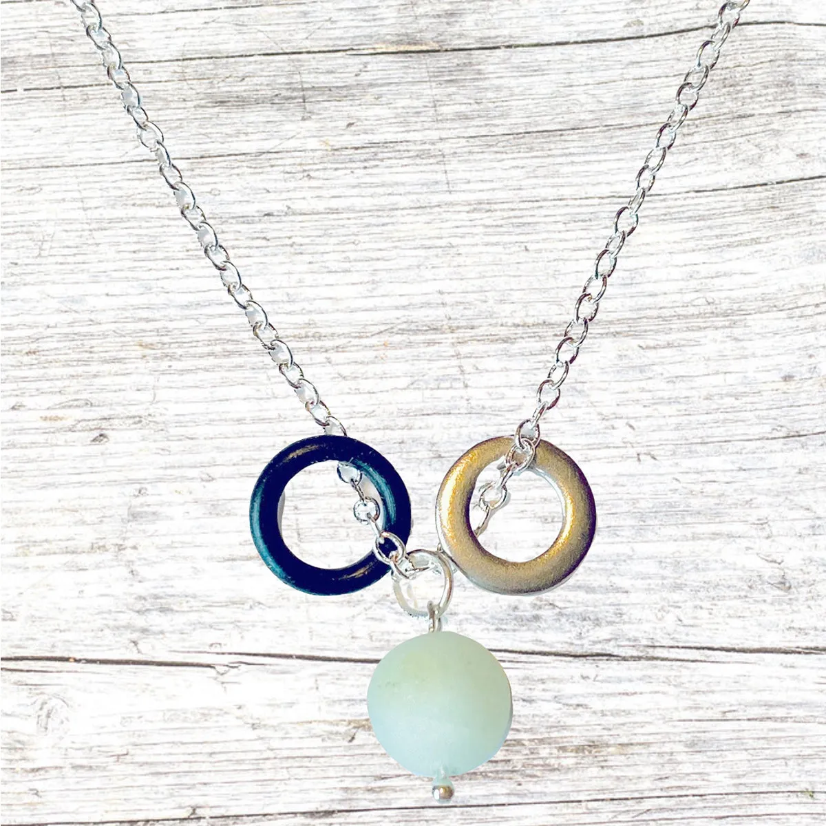 Handcrafted Zero Waste Charm Necklace with Healing Amazonite Gemstones - Eco-Friendly & Unique Gift