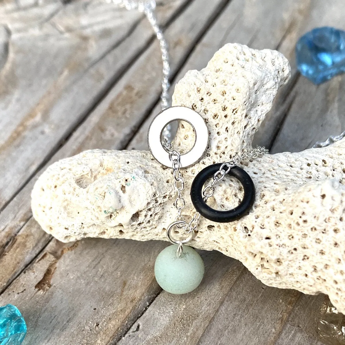 Handcrafted Zero Waste Charm Necklace with Healing Amazonite Gemstones - Eco-Friendly & Unique Gift