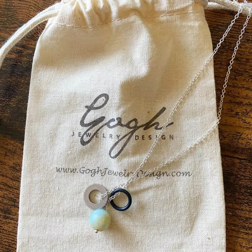 Handcrafted Zero Waste Charm Necklace with Healing Amazonite Gemstones - Eco-Friendly & Unique Gift