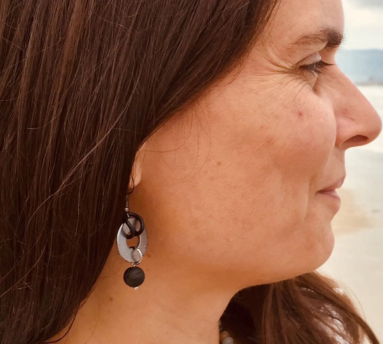 Zero Waste Earrings with up-recycled SCUBA parts